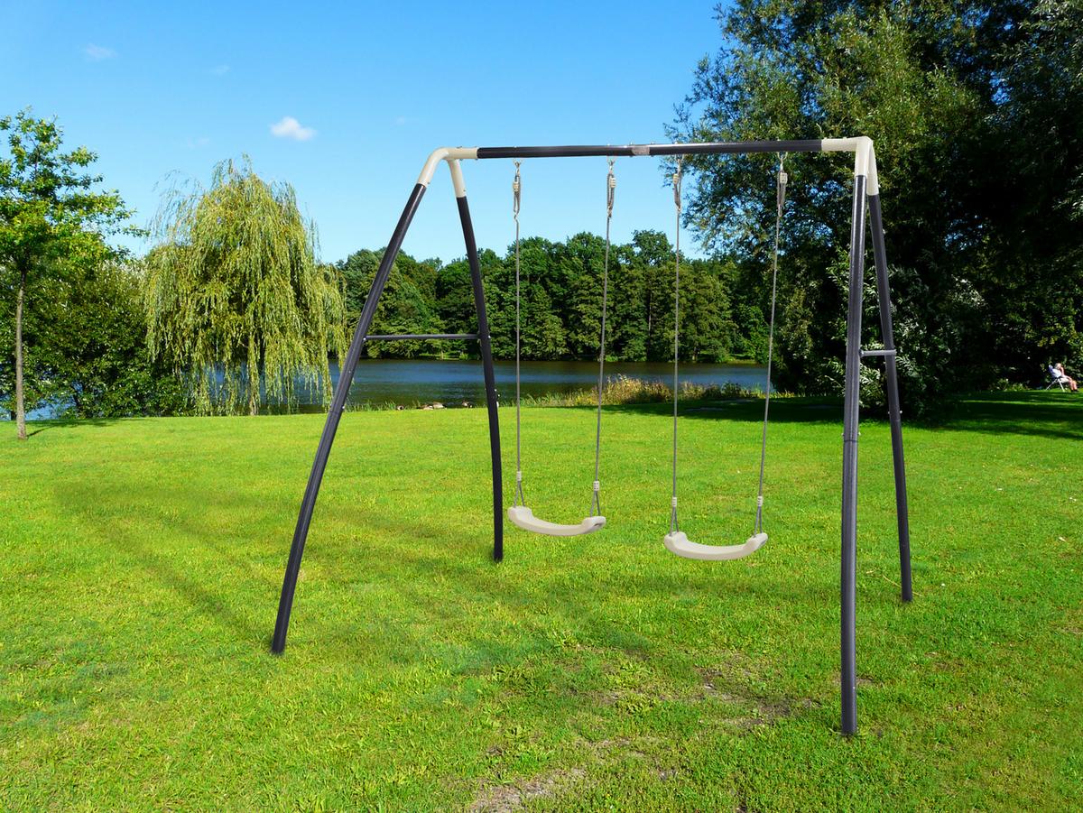 Schaukel Double Swing in Weiß/Anthrazit - Anthrazit/Weiß, Basics, Kunststoff/Metall (210/217/210cm) - Ambia Garden