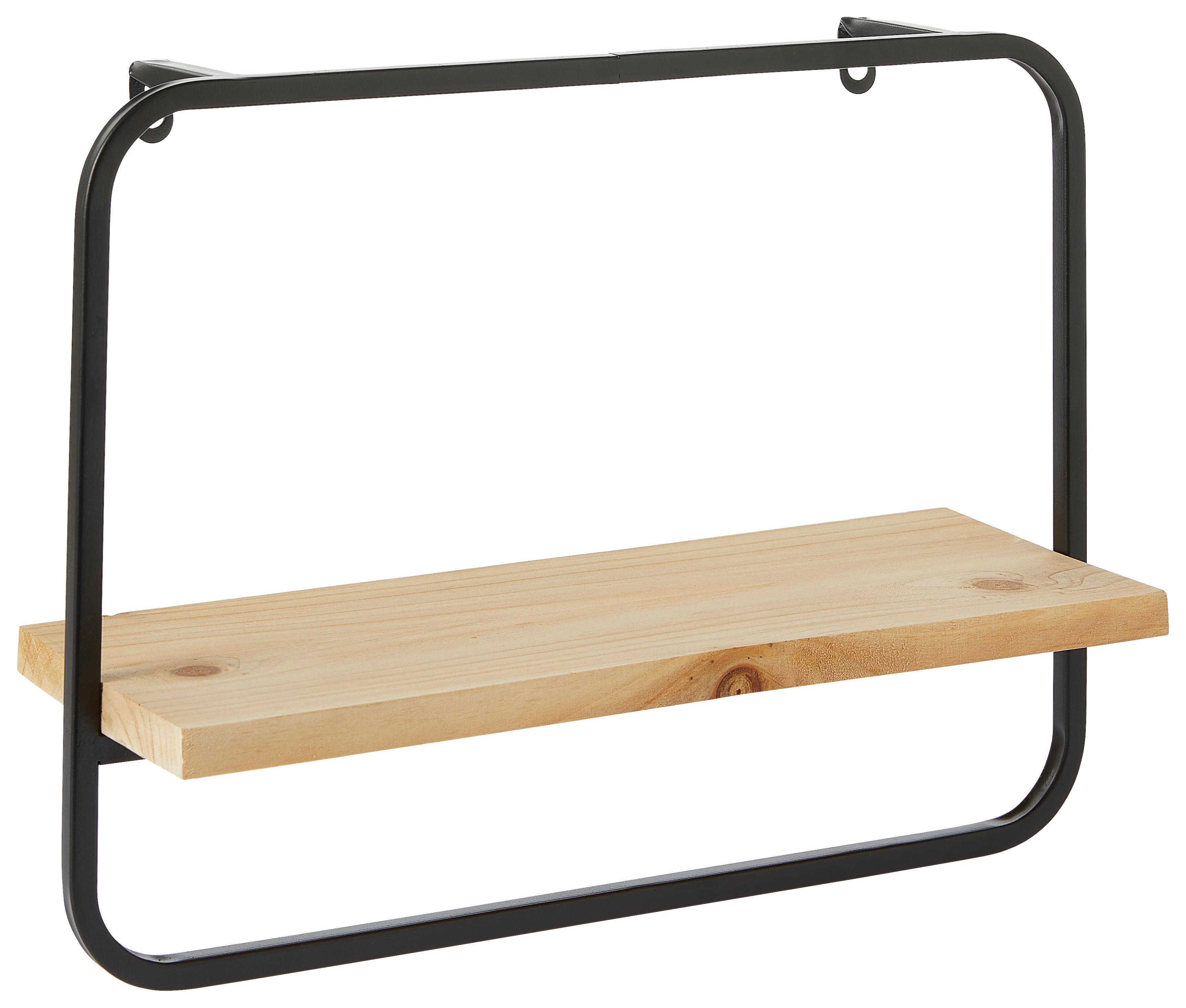 REGAŁ ŚCIENNY POIS II - czarny, Basics, metal/drewno (40/15/30cm) - Ambia Home