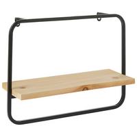 REGAŁ ŚCIENNY POIS II - czarny, Basics, metal/drewno (40/15/30cm) - Ambia Home