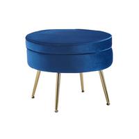 Tabure Samt, Temno Modra - zlate barve/temno modra, Moderno, kovina/tekstil (52/41cm) - Livetastic