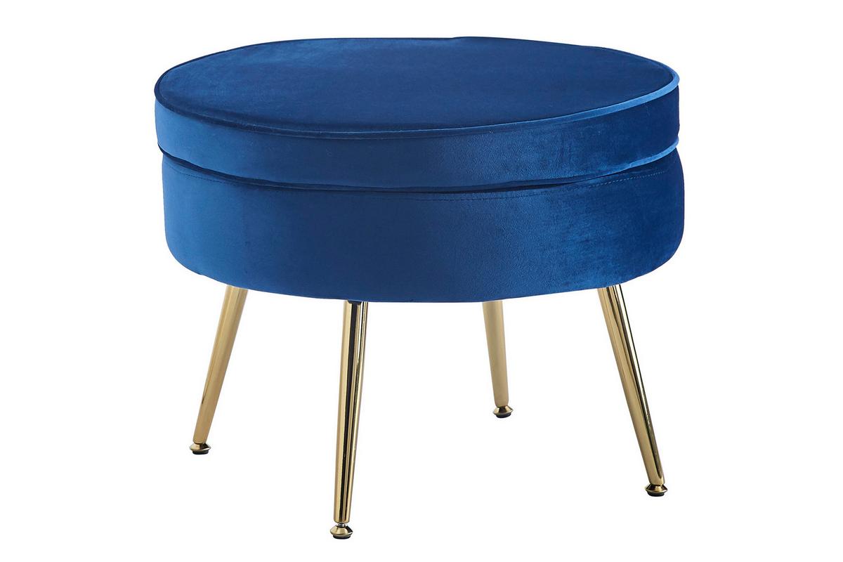 Tabure Samt, Temno Modra - zlate barve/temno modra, Moderno, kovina/tekstil (52/41cm) - Livetastic