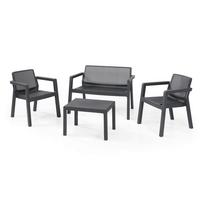 Vrtna Garnitura Emily, Siva, 4-Delni Set - barve grafita, Basics, umetna masa (111/68/75cm)