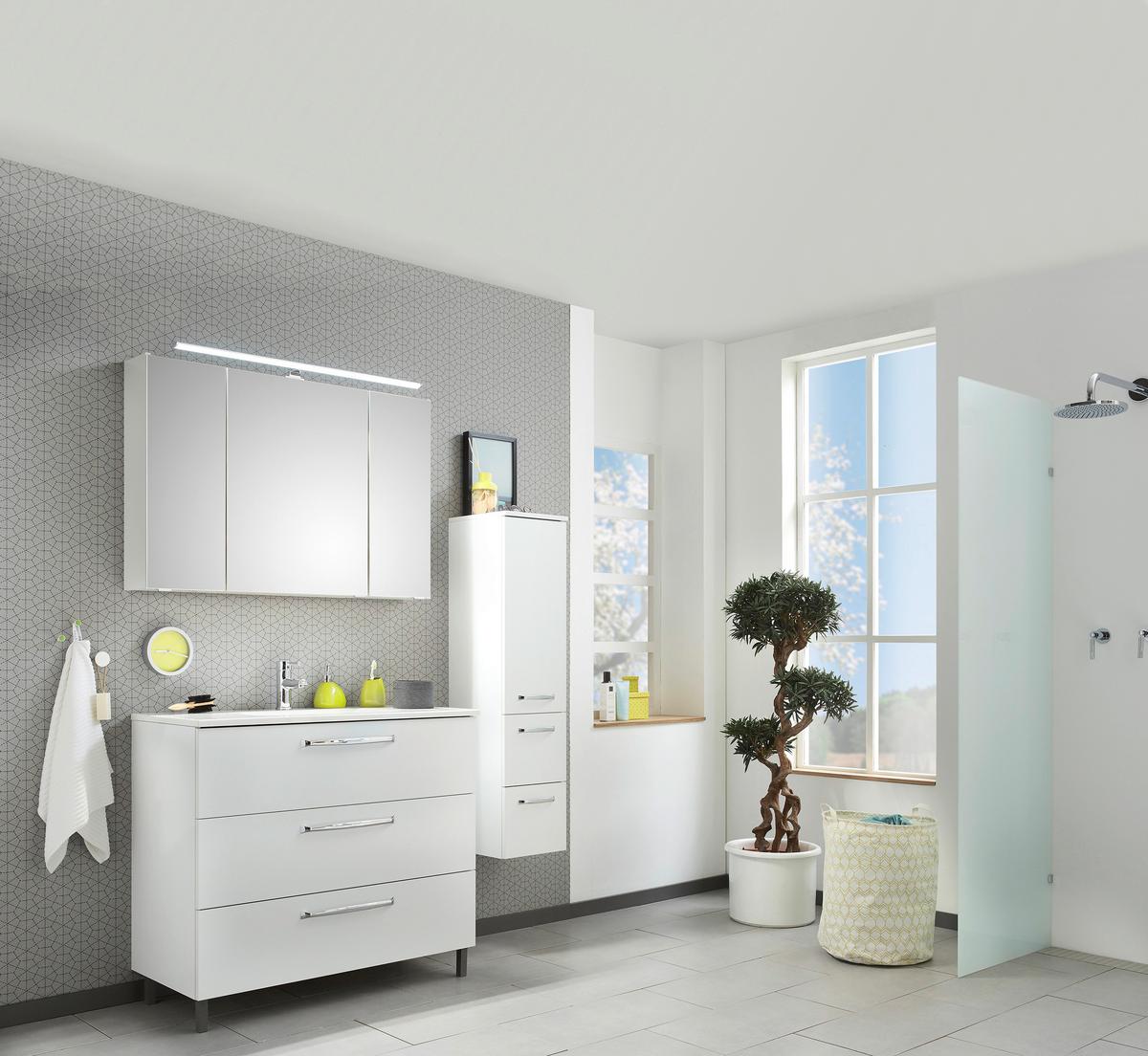 SZAFKA Z LUSTREM JESSI III - biały/kolor chromowy, Konventionell, materiał drewnopochodny/metal (105/70/16cm) - Xora