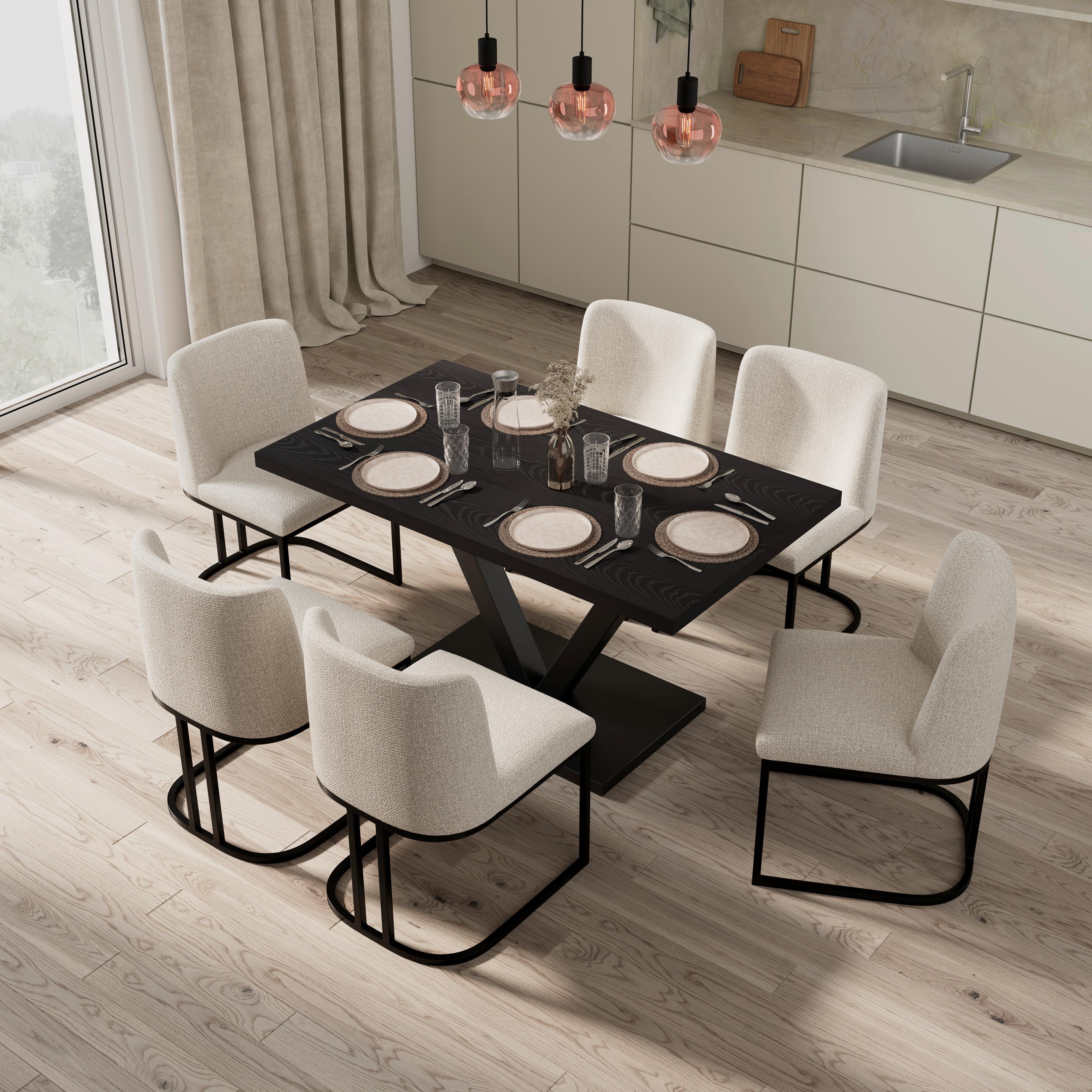 Esstisch Loca Holz/MDF Schwarz ca. 140x80x76 cm - Schwarz, MODERN, Holz/Holzwerkstoff (140/80/76cm) - Bessagi Home