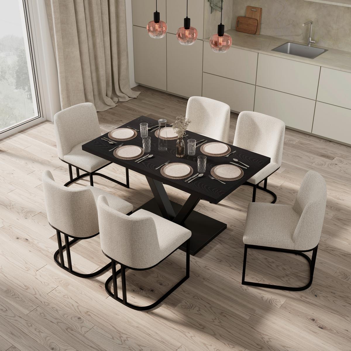 Esstisch Loca Holz/MDF Schwarz ca. 140x80x76 cm - Schwarz, MODERN, Holz/Holzwerkstoff (140/76/80cm) - Bessagi Home