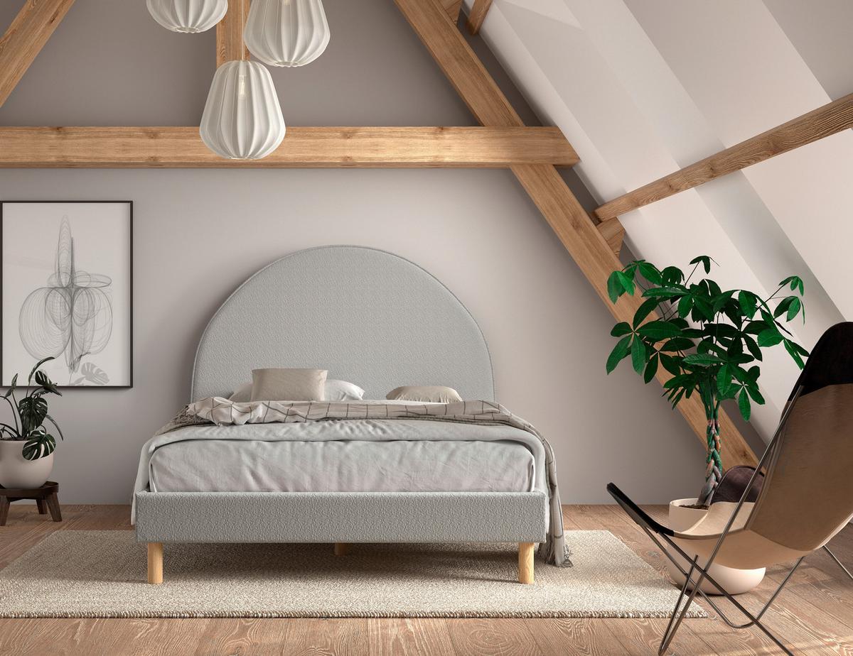 Kinder-/Juniorbett Moon ca. 140x200 cm Grau - Naturfarben/Grau, ROMANTIK / LANDHAUS, Holz/Textil (140/200cm) - MID.YOU