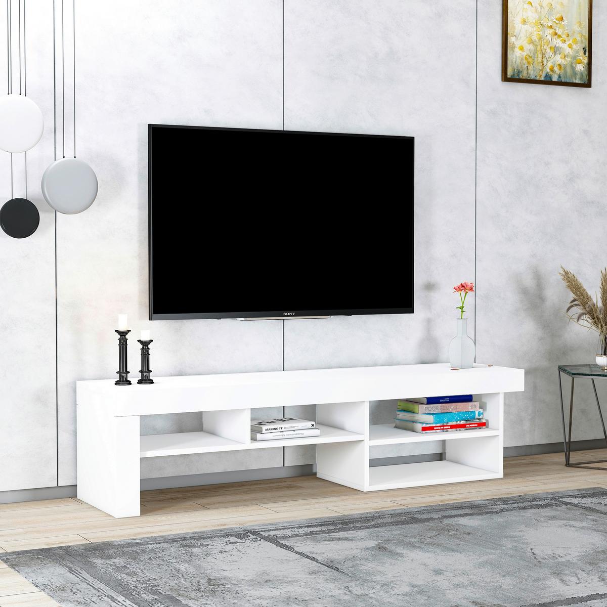 Nizka Omarica Hestia - bela, Design, leseni material (160/40/38cm) - MID.YOU