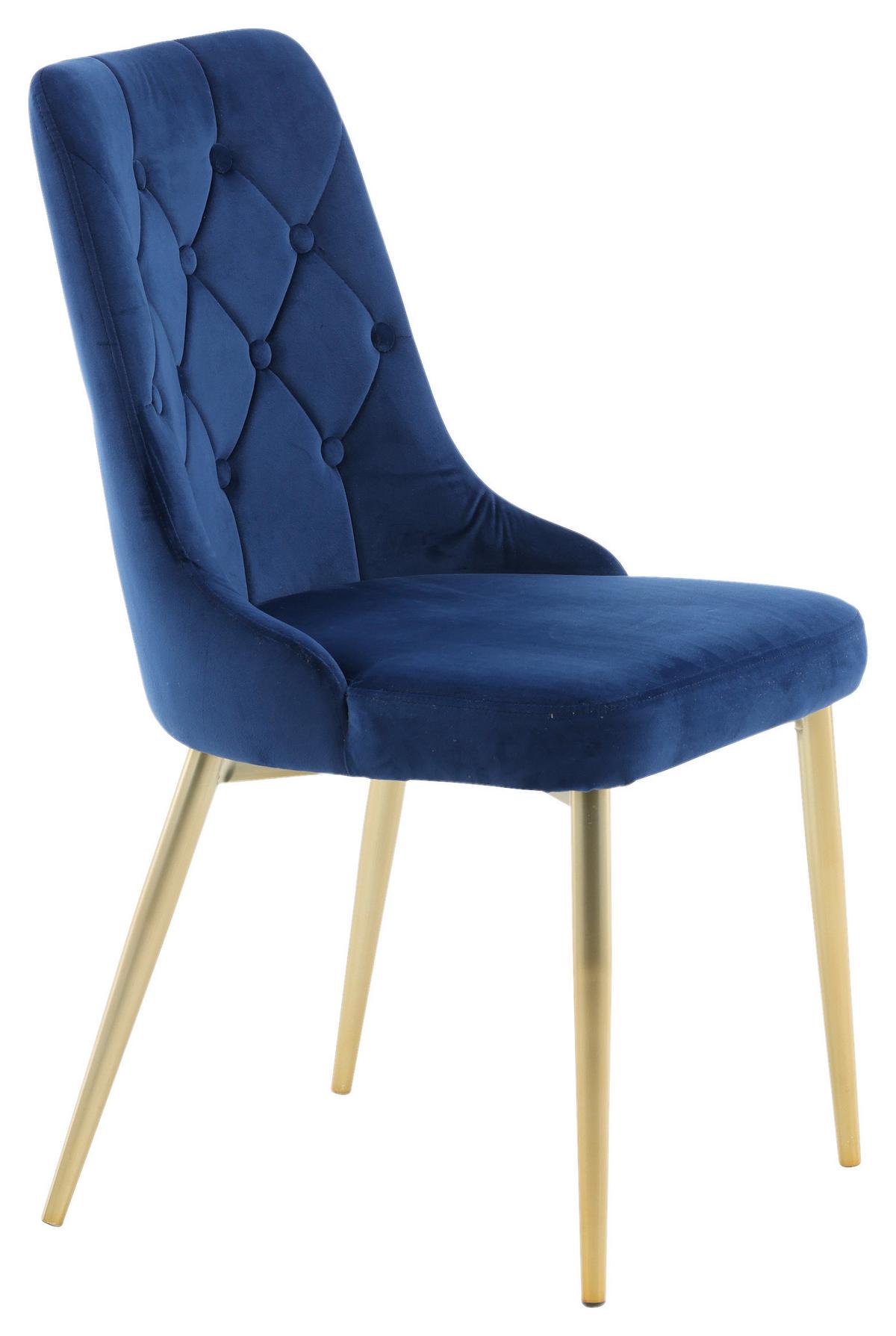 STUHL-SET VELVET DELUXE - Blau/Goldfarben, Design, Kunststoff/Textil (50/88.5/66cm) - Livetastic