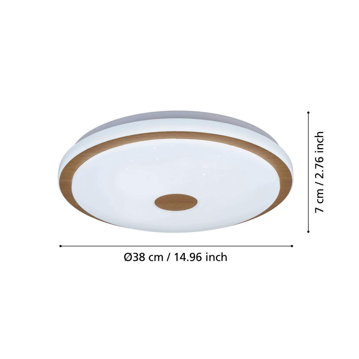 Led-deckenleuchte 900598_lanciano 1 - Weiss/Braun, Basics, Holz/Kunststoff (38/7cm) - Eglo