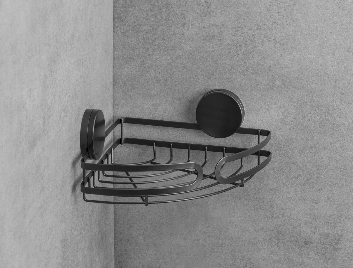 Regal Za Tuš Pavia - crna, Moderno, metal (27/9,8/20cm) - Wenko