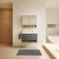 Waschtischkombi "Atlanta" mit Waschbecken & Spiegelschrank - Weiss/Dunkelgrau, Modern, Holz (80/180/50cm) - Bessagi Home