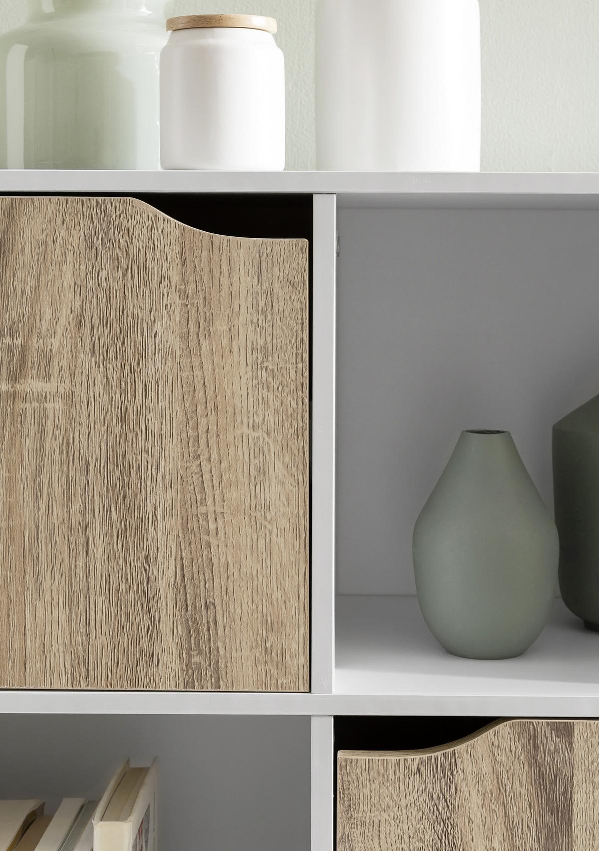 Regal in Weiß/ Eichefarben ´SAMO´ - Eichefarben/Schwarz, MODERN, Holzwerkstoff (89/91/29cm) - MID.YOU