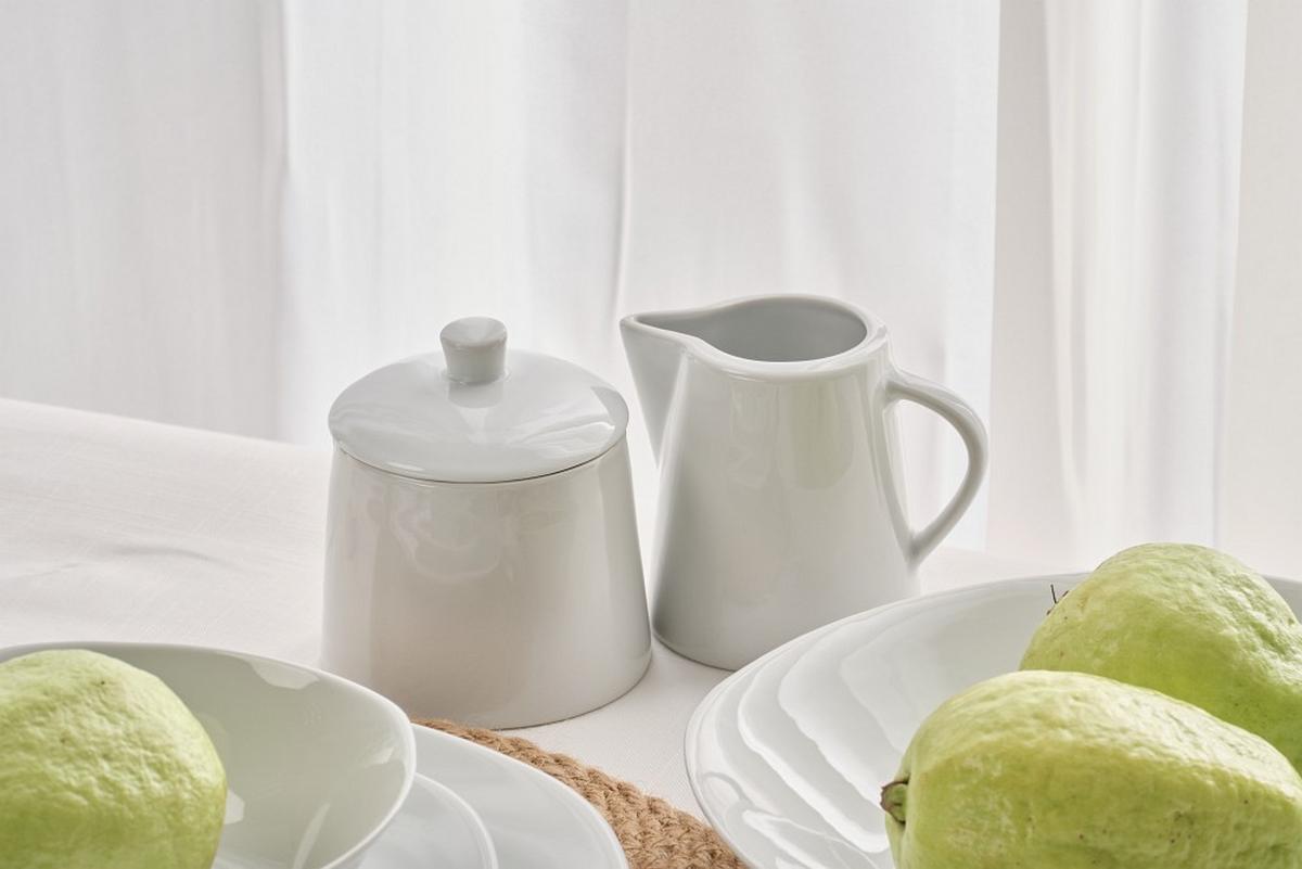 SERWIS OBIADOWO-ŚNIADANIOWY ASCONA - biały, Basics, ceramika - Novel