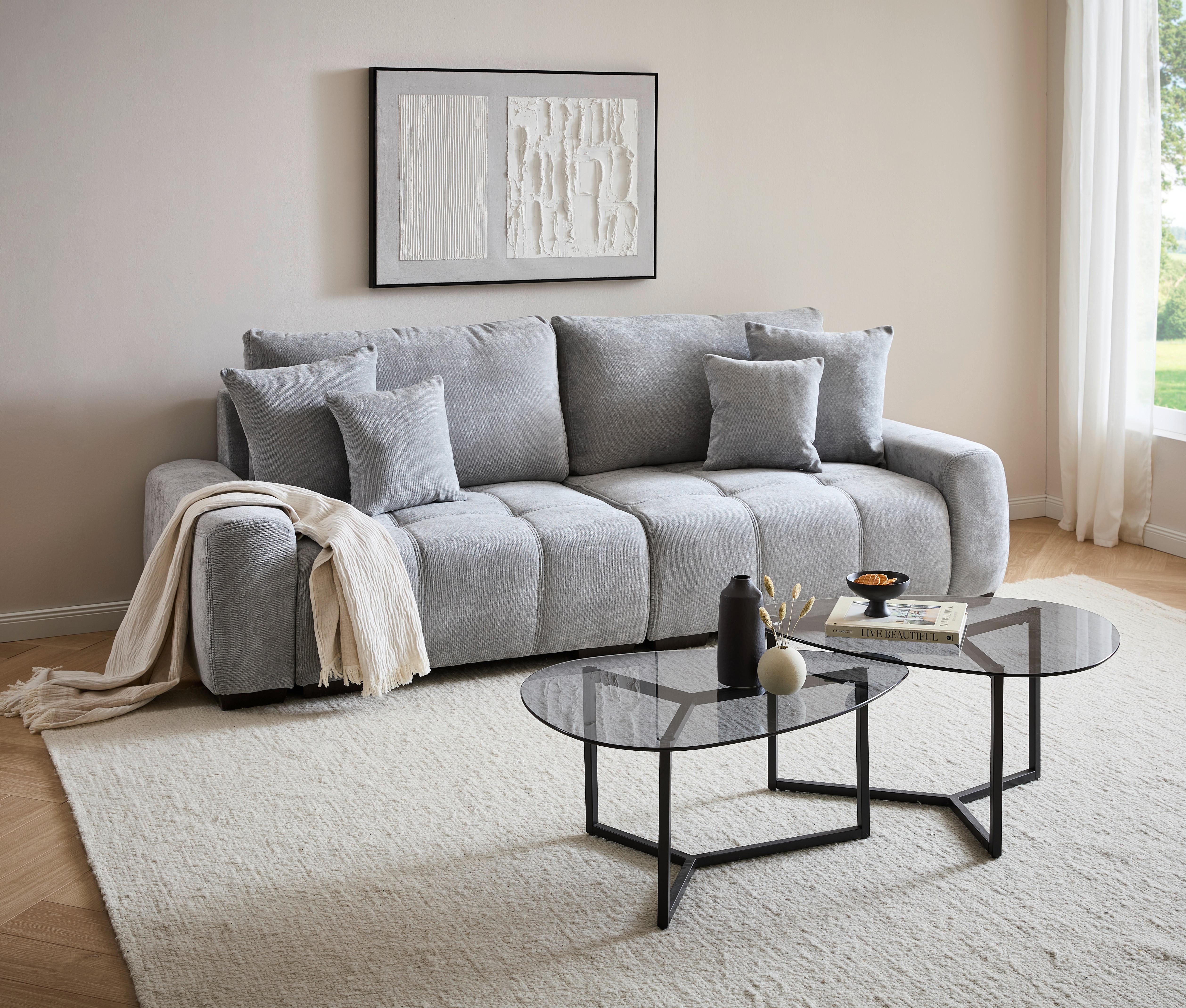 Canapea Bigsofa TOLEDO - gri deschis, Konventionell, textil (250/100/90cm) - Best Price