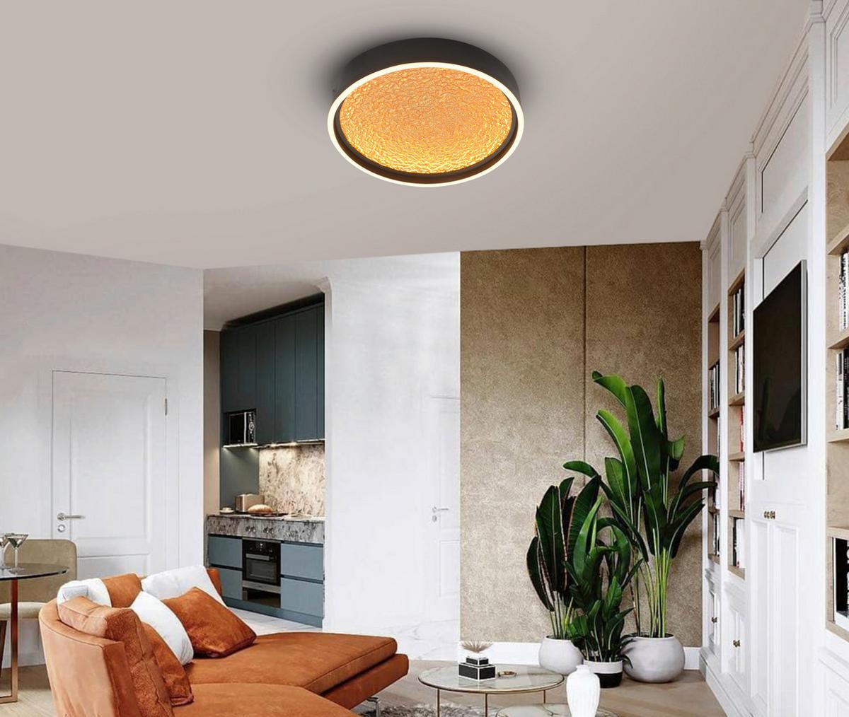 LAMPA SUFITOWA LED 9069-102M BORMES - czarny/kolor złoty, Design, tworzywo sztuczne/metal (40/40/6,5cm)