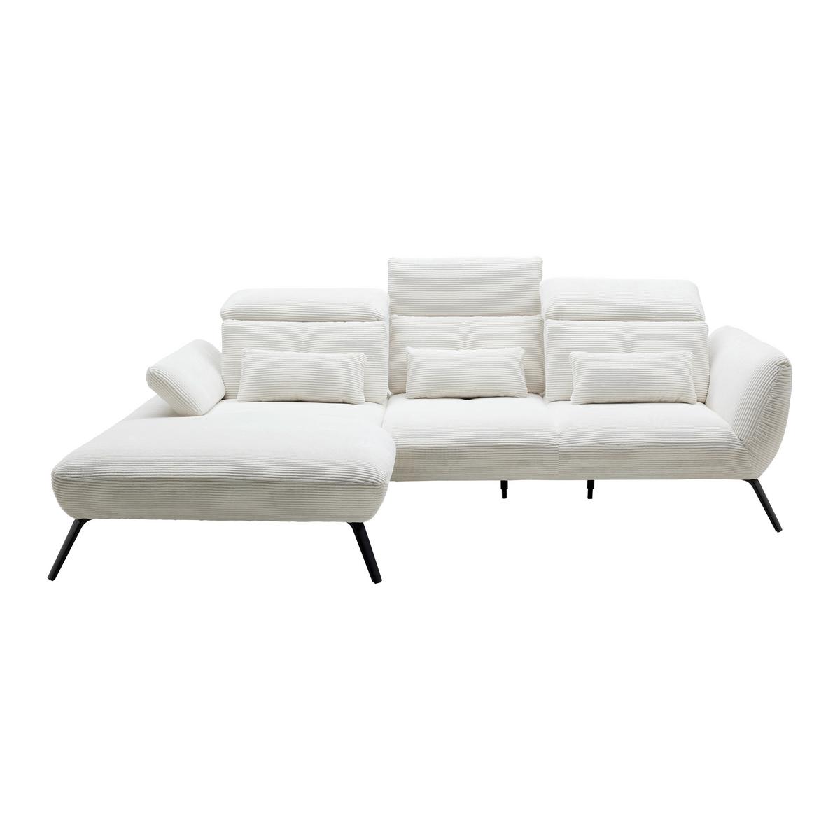 Wohnlandschaft Seattle in Weiß - Weiss/Schwarz, Modern, Holzwerkstoff/Textil (196/301cm) - Premium Living