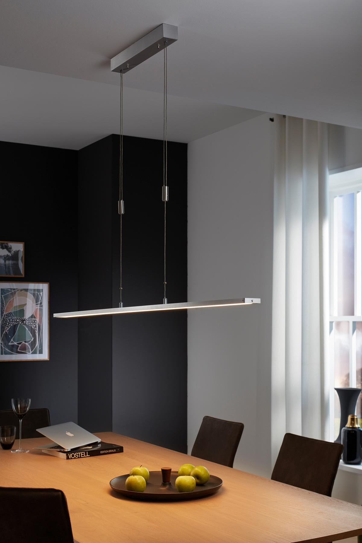 LAMPA WISZĄCA LED 60087 METZ - kolor aluminiowy, Konventionell, metal (120/100-200cm) - Fischer & Honsel