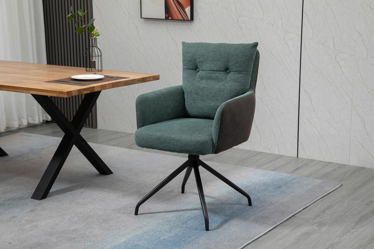 KRZESŁO Z PODŁOKIETNIKAMI MARK - zielony/czarny, Design, metal/tkanina (60/92/67cm) - Livetastic