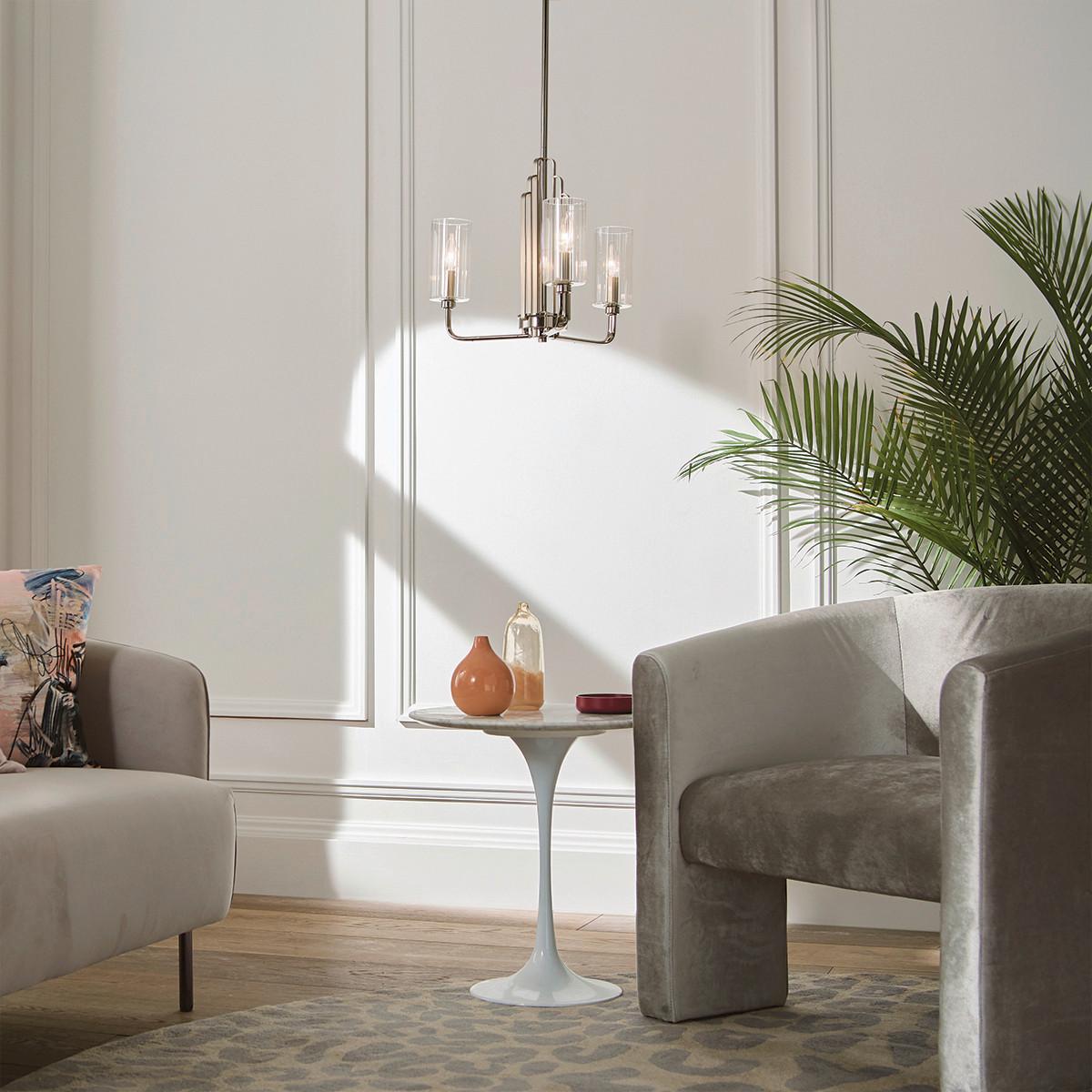 Luster Kimrose 3 - boje nikla, Konvencionalno, staklo/metal (45.9/47.9cm) - Elstead Lighting