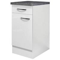Kuhinjska Spodnja Omarica Alba, Bela, Š. 40 Cm - barve nerjavečega jekla/bela, Moderno, kovina/leseni material (40/86/60cm) - FlexWell