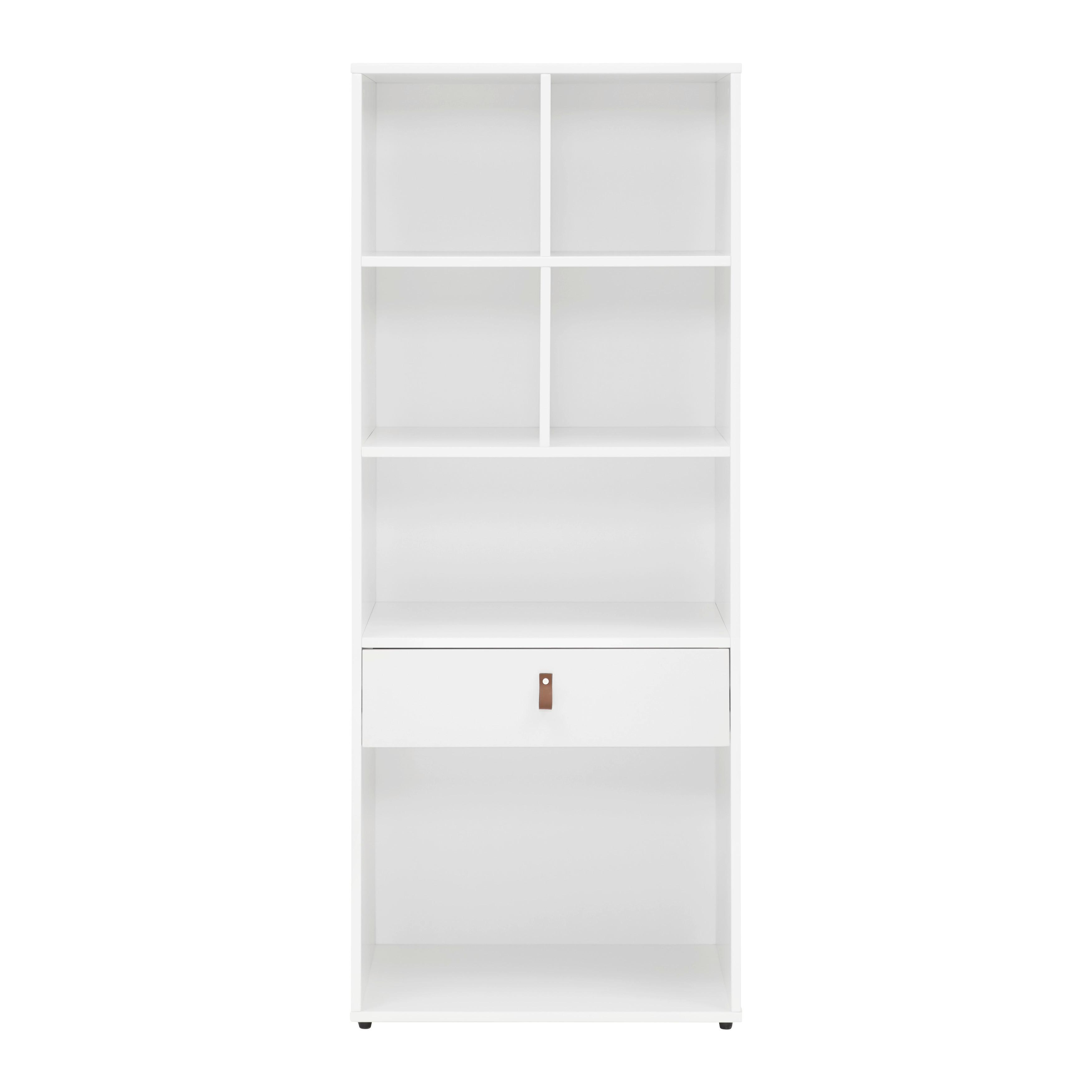 Standregal "Mick", weiß - Schwarz/Braun, MODERN, Kunststoff/Textil (60/148,5/40cm) - Bessagi Home