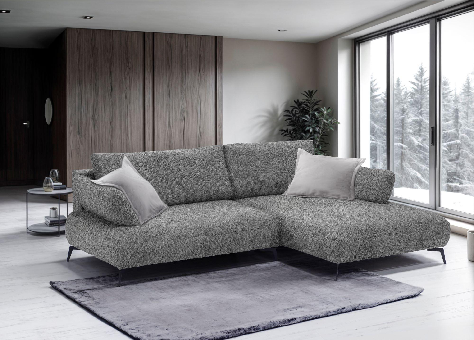 Kutna Garnitura Madison - siva/crna, Moderno, drvni materijal/drvo (284/92/186cm) - Modern Living