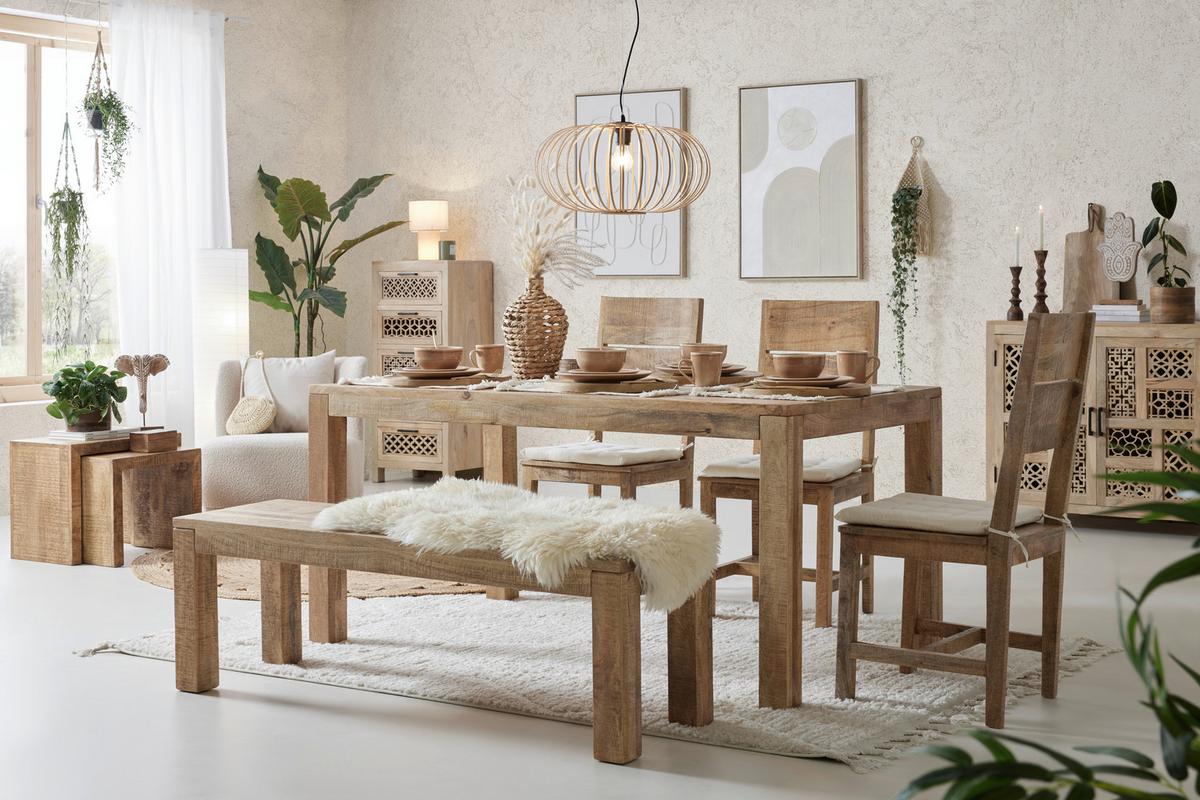 banc in Naturfarben - couleur écru, Natur, bois (140/45/40cm) - Zandiara