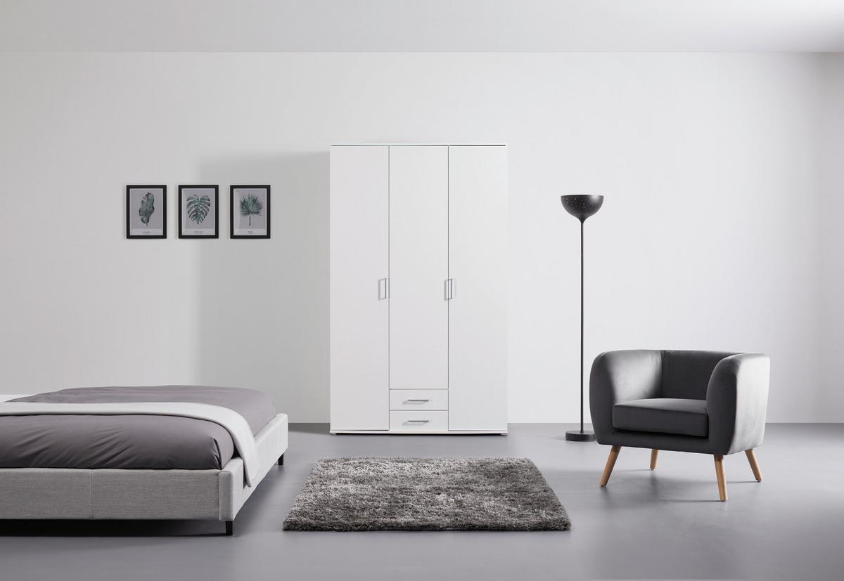Drehtürenschrank in Weiß - Alufarben/Weiß, KONVENTIONELL, Holzwerkstoff/Kunststoff (119,6/196,3/53,5cm) - Mömax