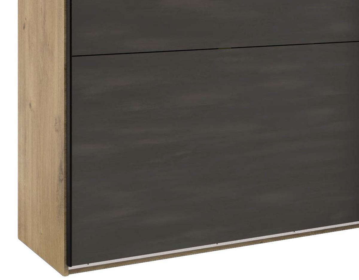DULAP USI CULISANTE DETROIT - culoare lemn stejar/grafit, Basics, material pe bază de lemn (250/216/65cm) - Modern Living