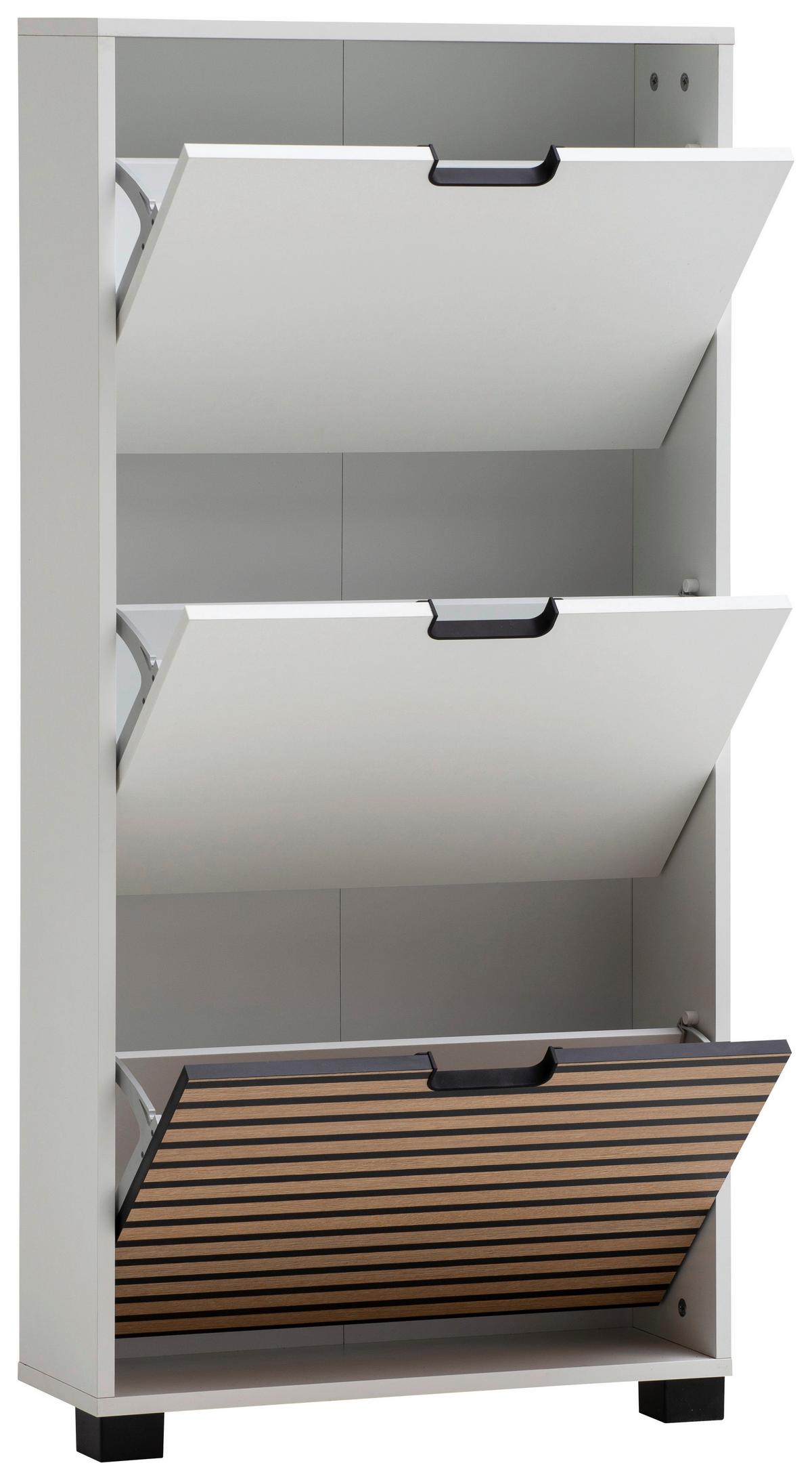 Omara Za Čevlje Ryker, Bela, Barva Hrasta - črna/barve hrasta, Design, umetna masa (59,8/124/19,6cm) - MID.YOU