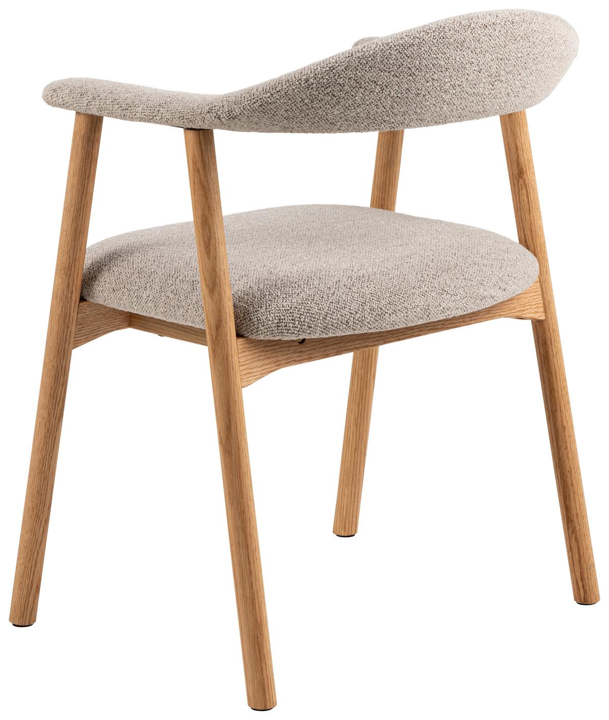 KRZESŁO Z PODŁOKIETNIKAMI ADDI - kolor dębowy/greige, Trend, tkanina/drewno (56/75,5/54cm) - MID.YOU