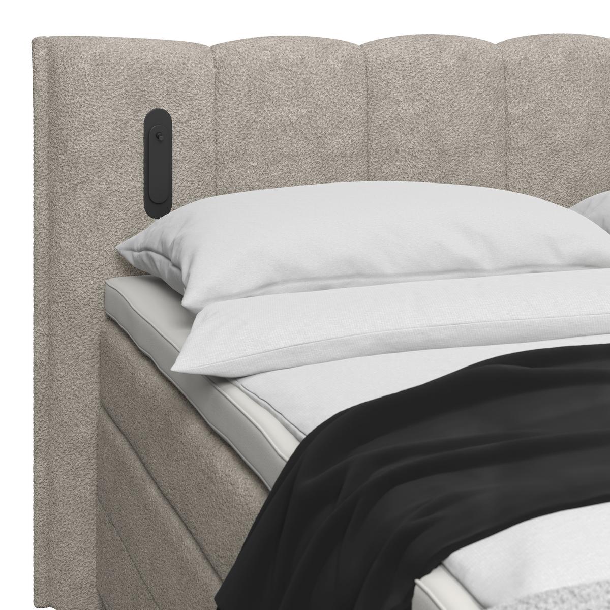 Boxspring Krevet Elysia - prirodne boje/crna, Trend, drvni materijal/drvo (160/220cm) - Premium Living