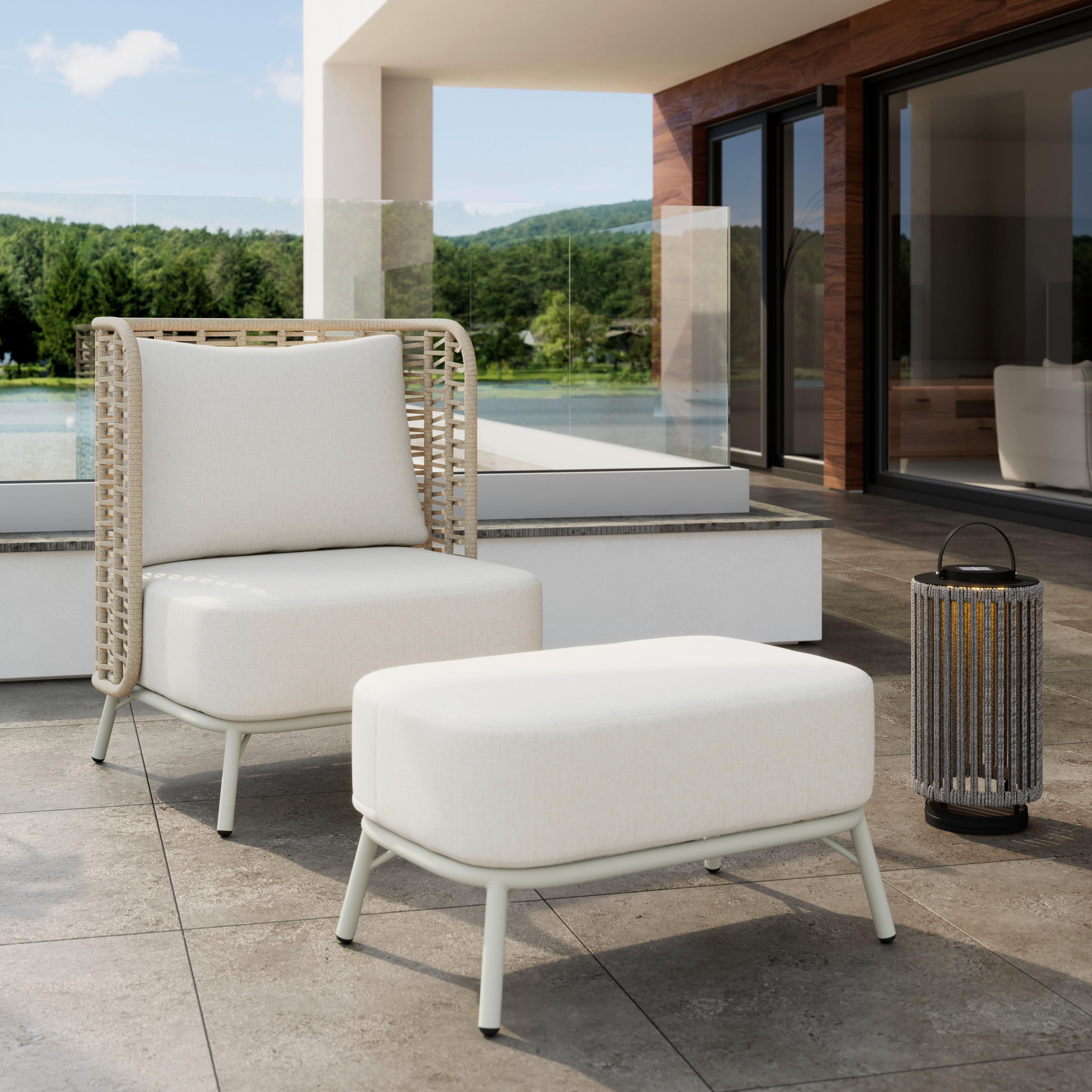 Gartensessel Iska Creme Outdoorstoff/Metall +Abdeckung - Creme/Weiß, MODERN, Textil/Metall (76/91/73cm) - Bessagi Garden