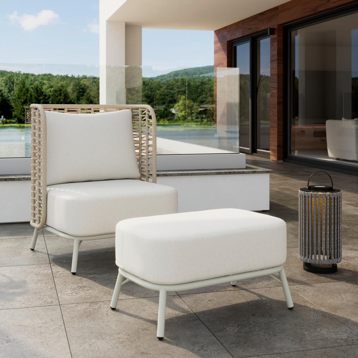 Scaun set Iska - alb/crem, Modern, metal/textil (76/91/73cm) - Bessagi Garden