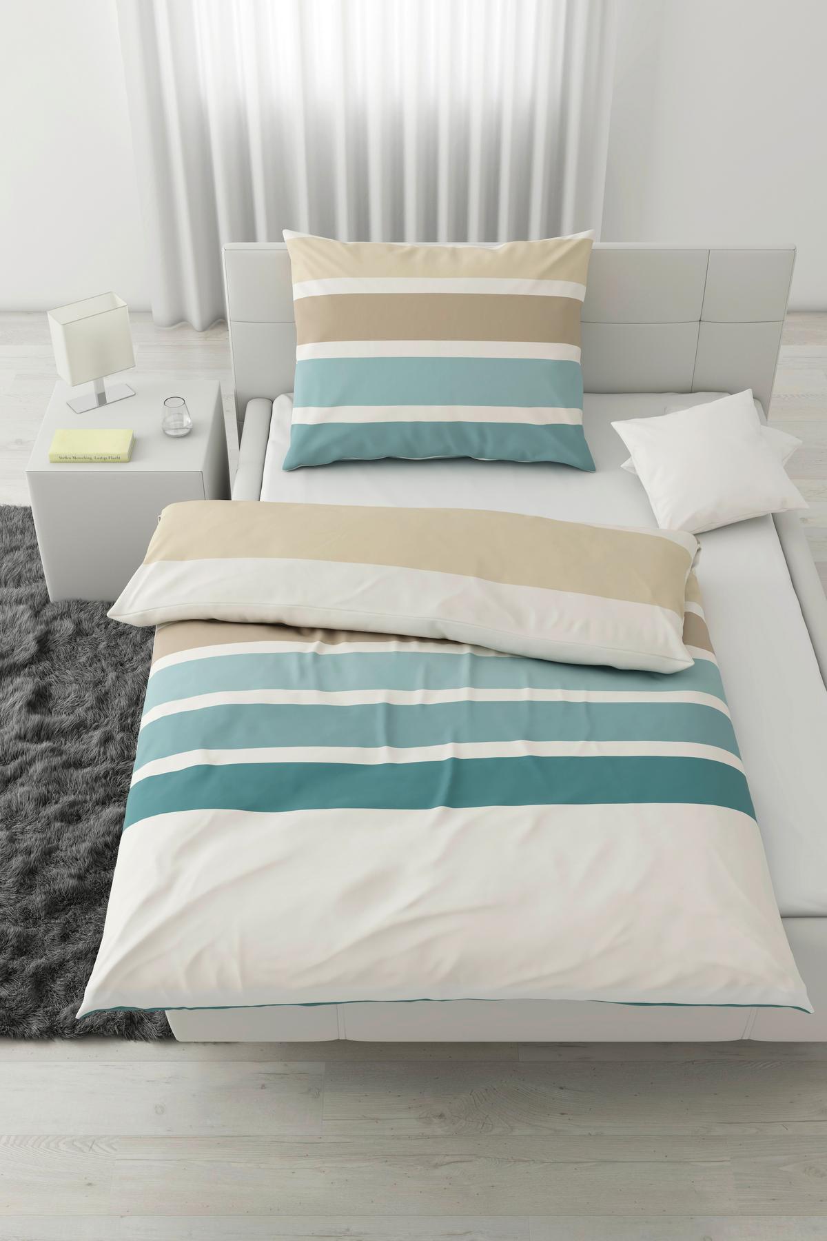 BETTWÄSCHESET SILKE - Blau/Beige, Modern, Textil (160/210cm) - Modern Living