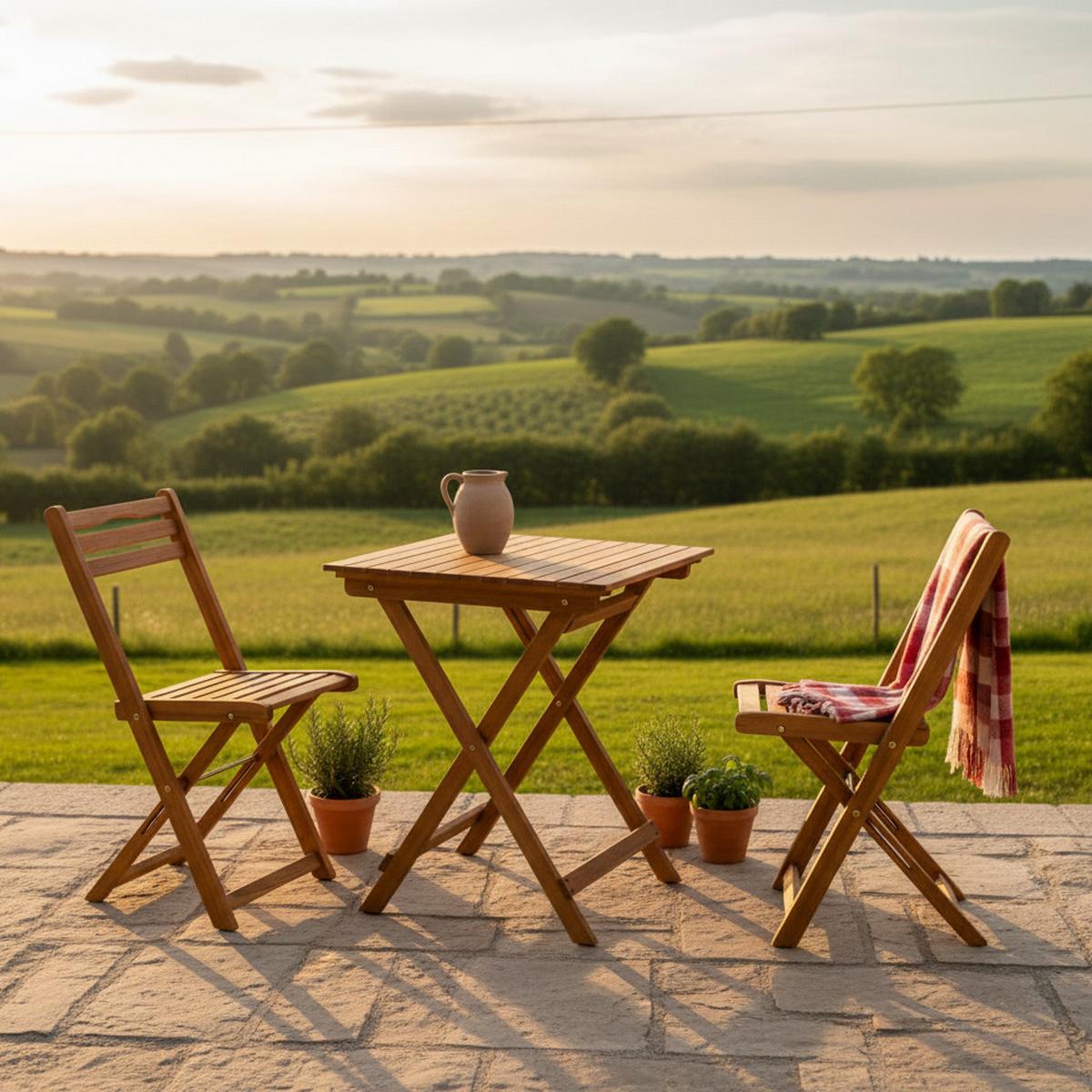 Balkonset "Porto" aus Eukalyptus, natur - Naturfarben, KONVENTIONELL, Holz (40/82/49cm) - Gardenson