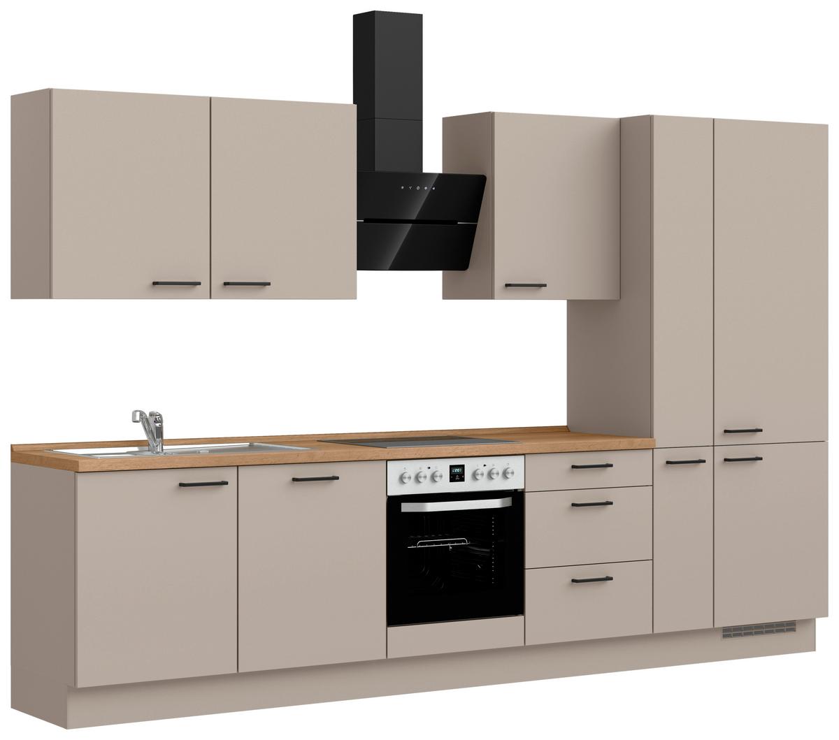 Küchenleerblock Easytouch High o. Geräte Sandfarben - Sandfarben/Eichefarben, MODERN, Holzwerkstoff/Metall (330cm) - Nobilia