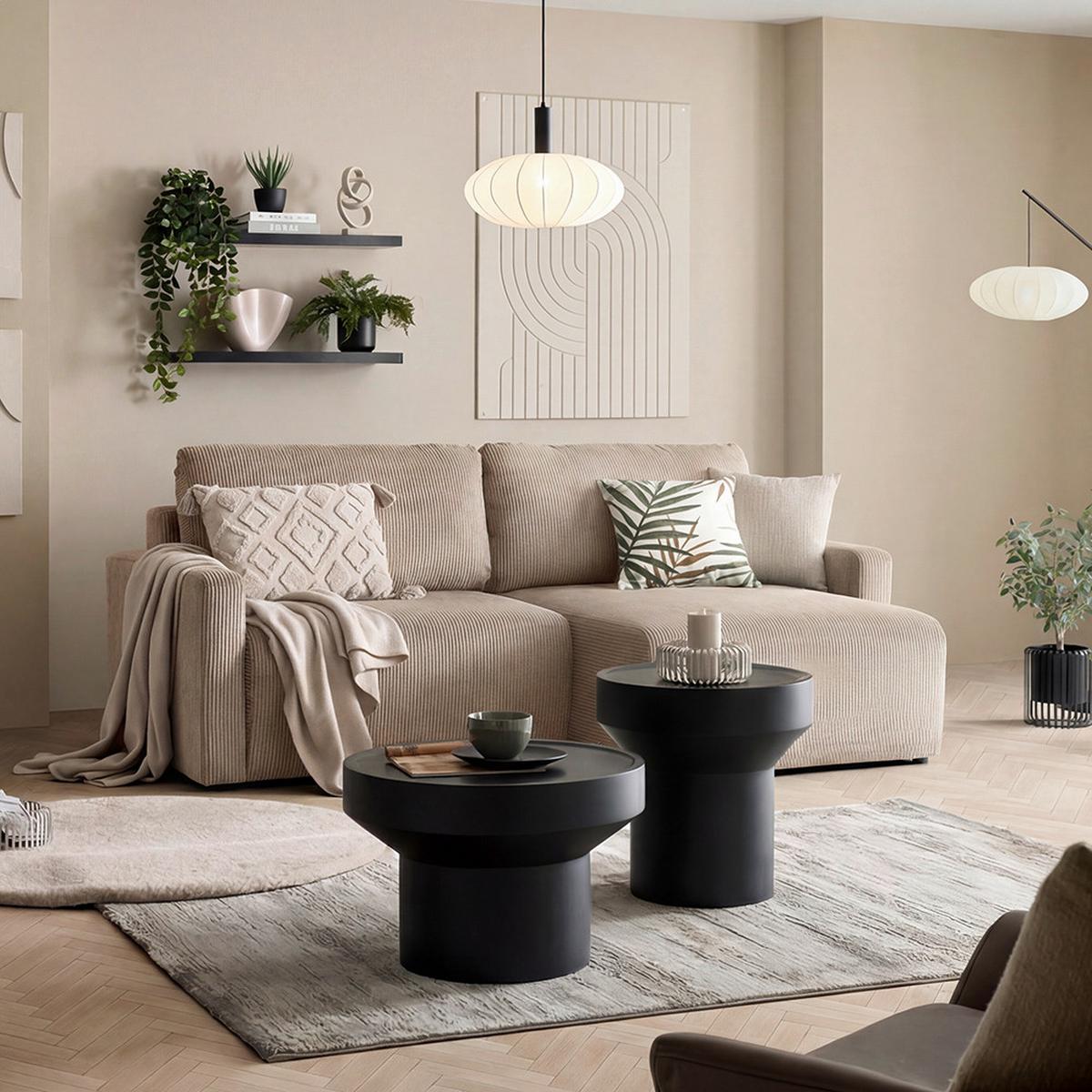Ecksofa Dave Taupe - Taupe, MODERN, Textil (227/146cm) - Based