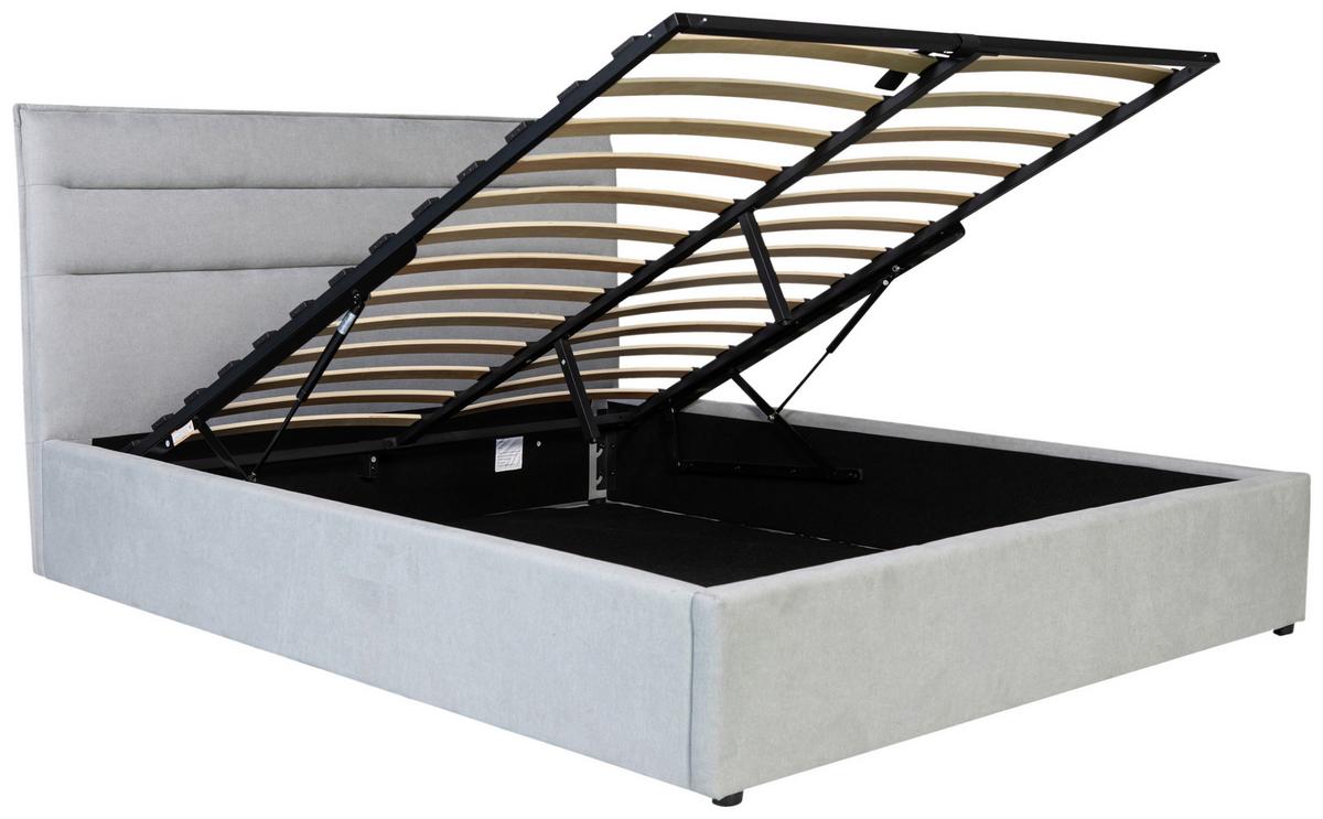 Polsterbett Sienna Hellgrau ca. 140x200cm - Hellgrau/Schwarz, LIFESTYLE, Holz/Kunststoff (140/200cm) - Based