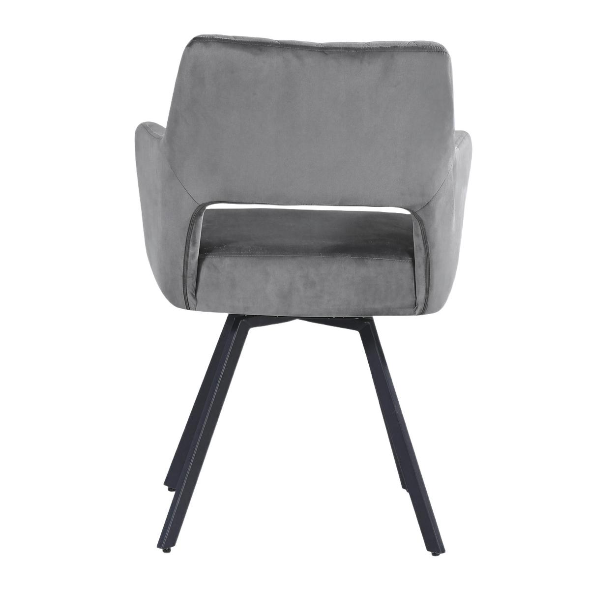 Naslanjač Vicky, Siva, Žamet, Vrtljiv - siva/črna, Moderno, kovina/tekstil (57/86/61cm)