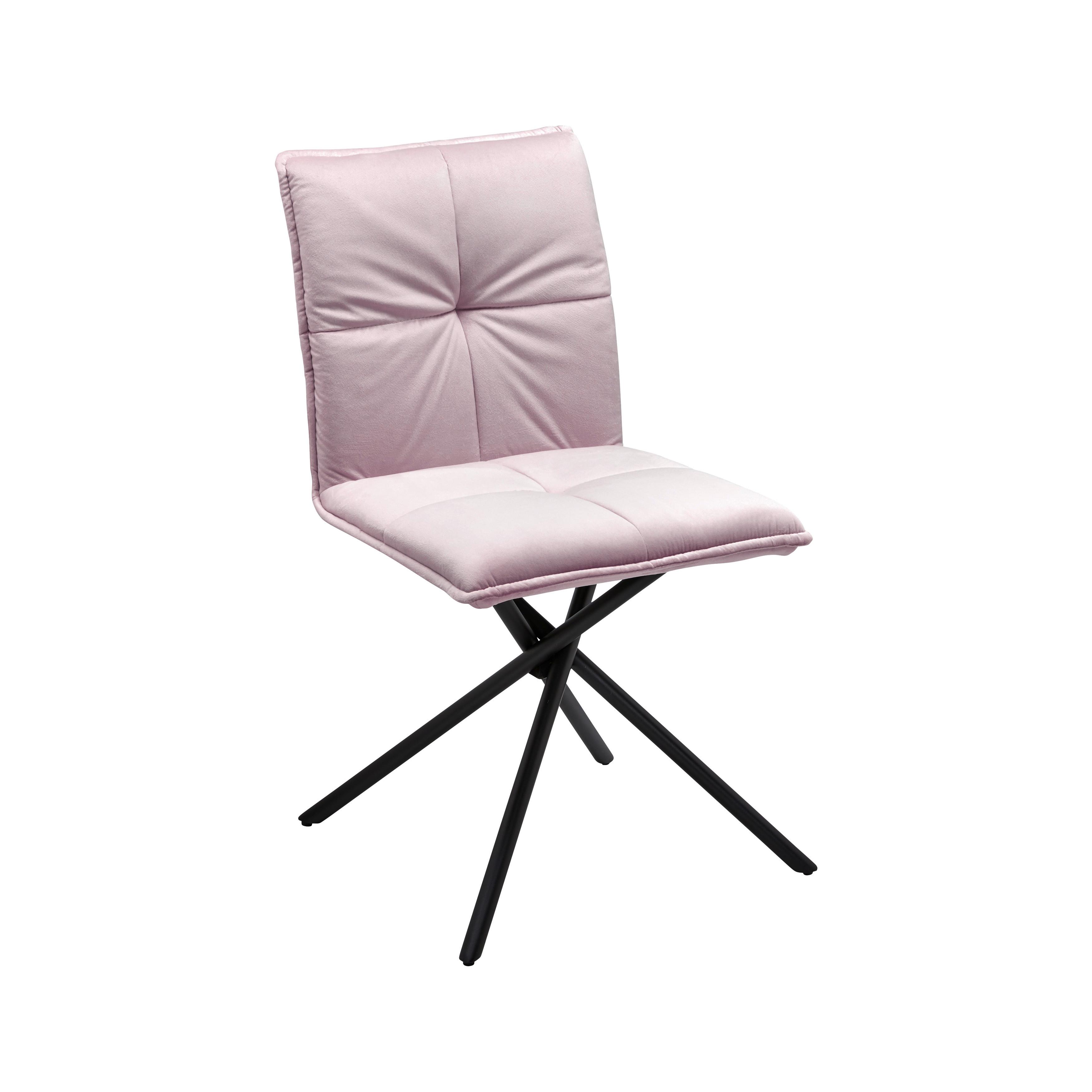 Stuhl "Lunita", Samtbezug, rosa, Gepolstert - Schwarz/Rosa, MODERN, Textil/Metall (47/88/57cm) - Bessagi Home