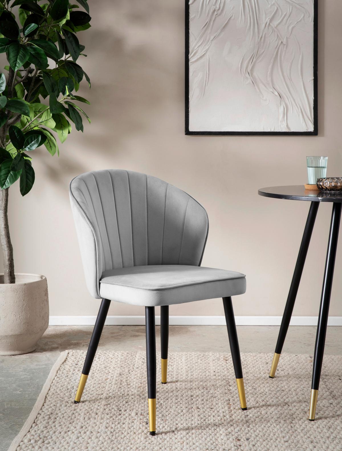 SET DE CHAISES WL6.950 - gris/noir, Design, textile/métal (55/83/53cm) - MID.YOU