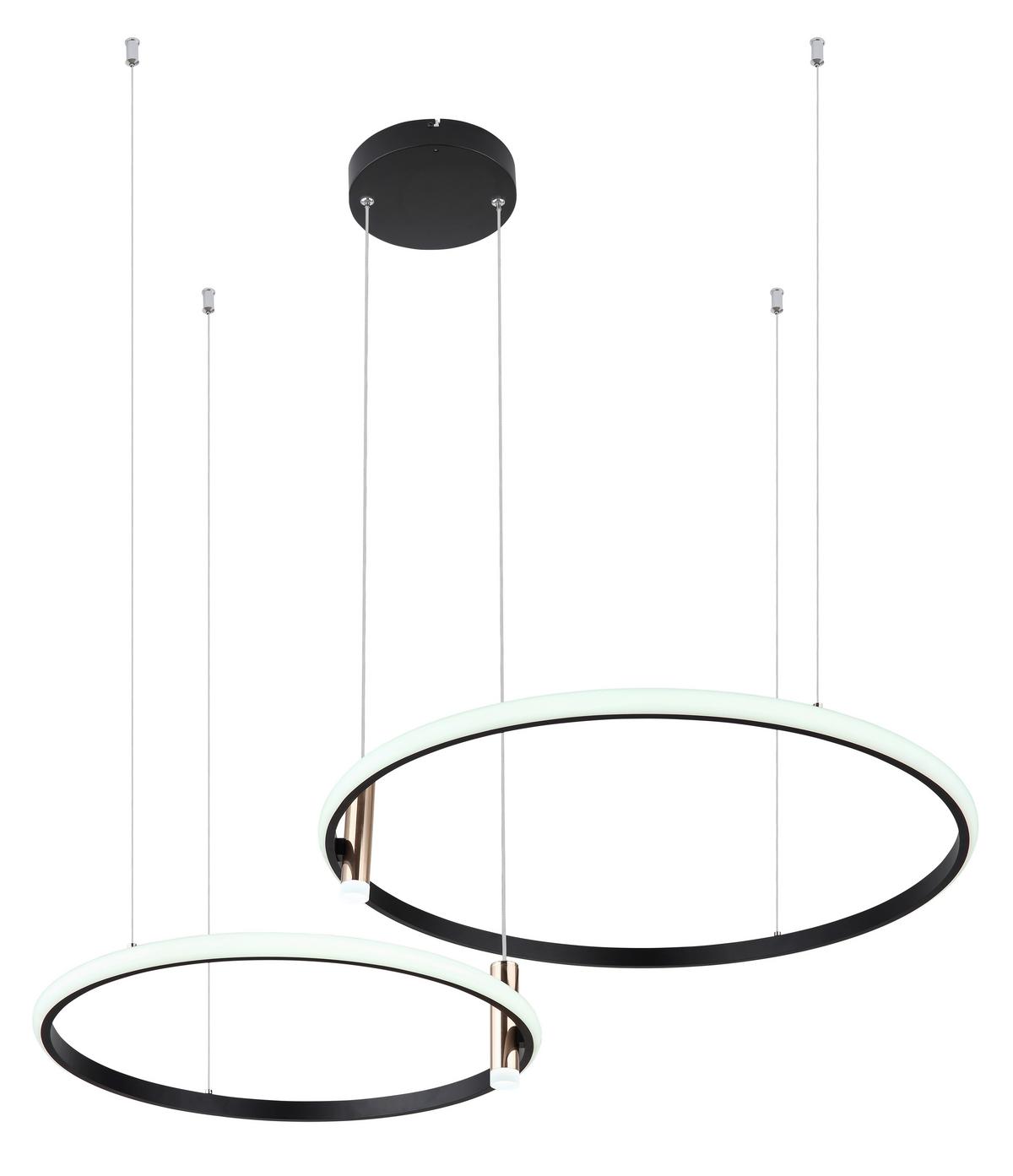Viseča Led-svetilka Coco, S Sijalko - zlate barve/črna, Design, kovina/umetna masa (102,5/70/150cm) - Globo