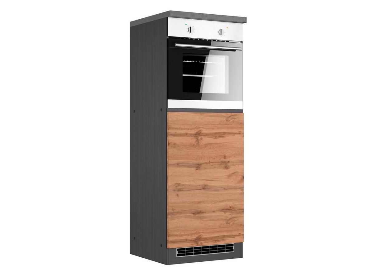 Herdumbauschrank Turin ca. 60x166 cm Graphit/Eiche - Eiche Wotan/Graphitfarben, Design, Holzwerkstoff (60/166/60cm) - Held