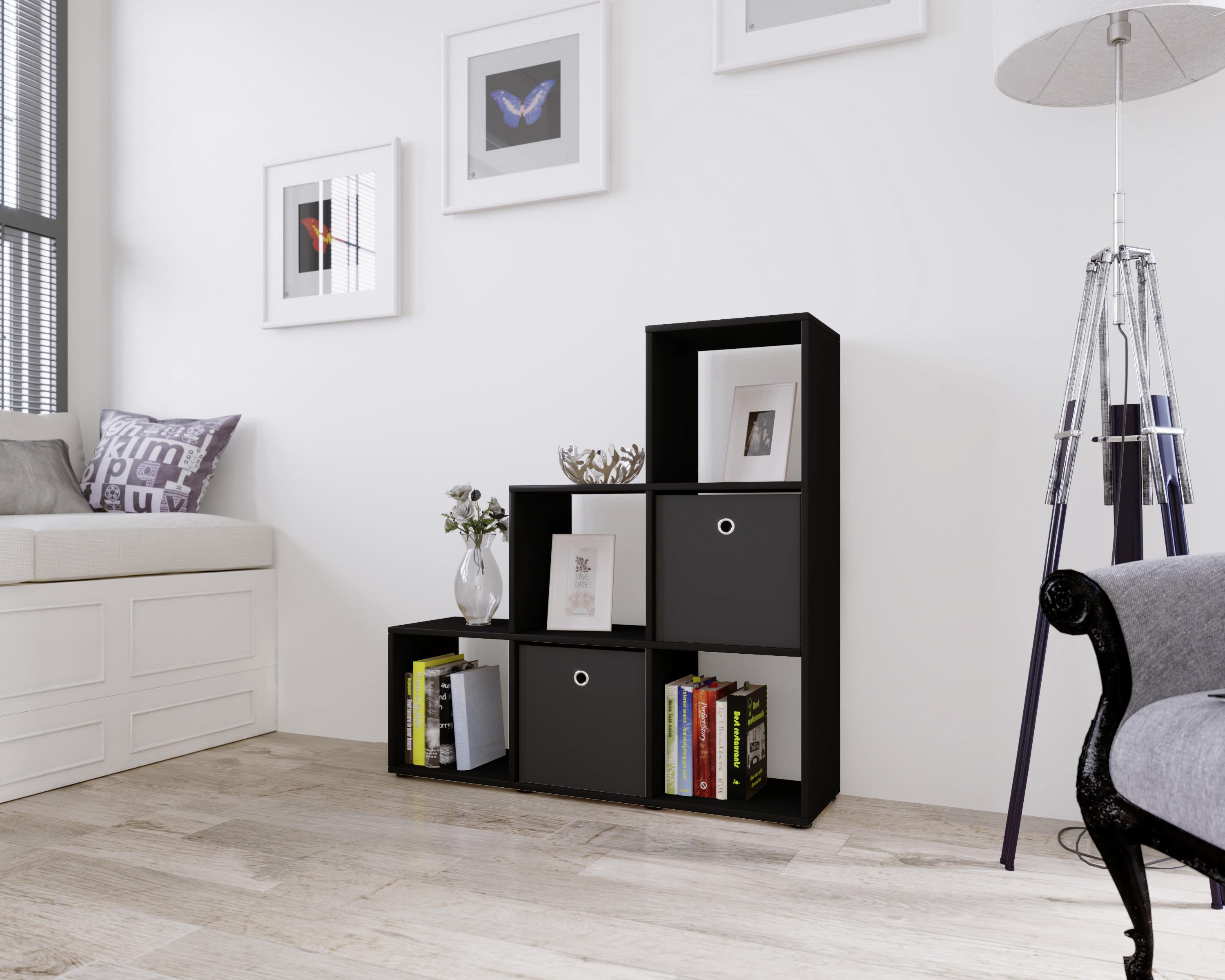 Standregal in Schwarz Nitas - Schwarz, KONVENTIONELL, Holzwerkstoff/Kunststoff (107,5/104,5/29cm) - MID.YOU