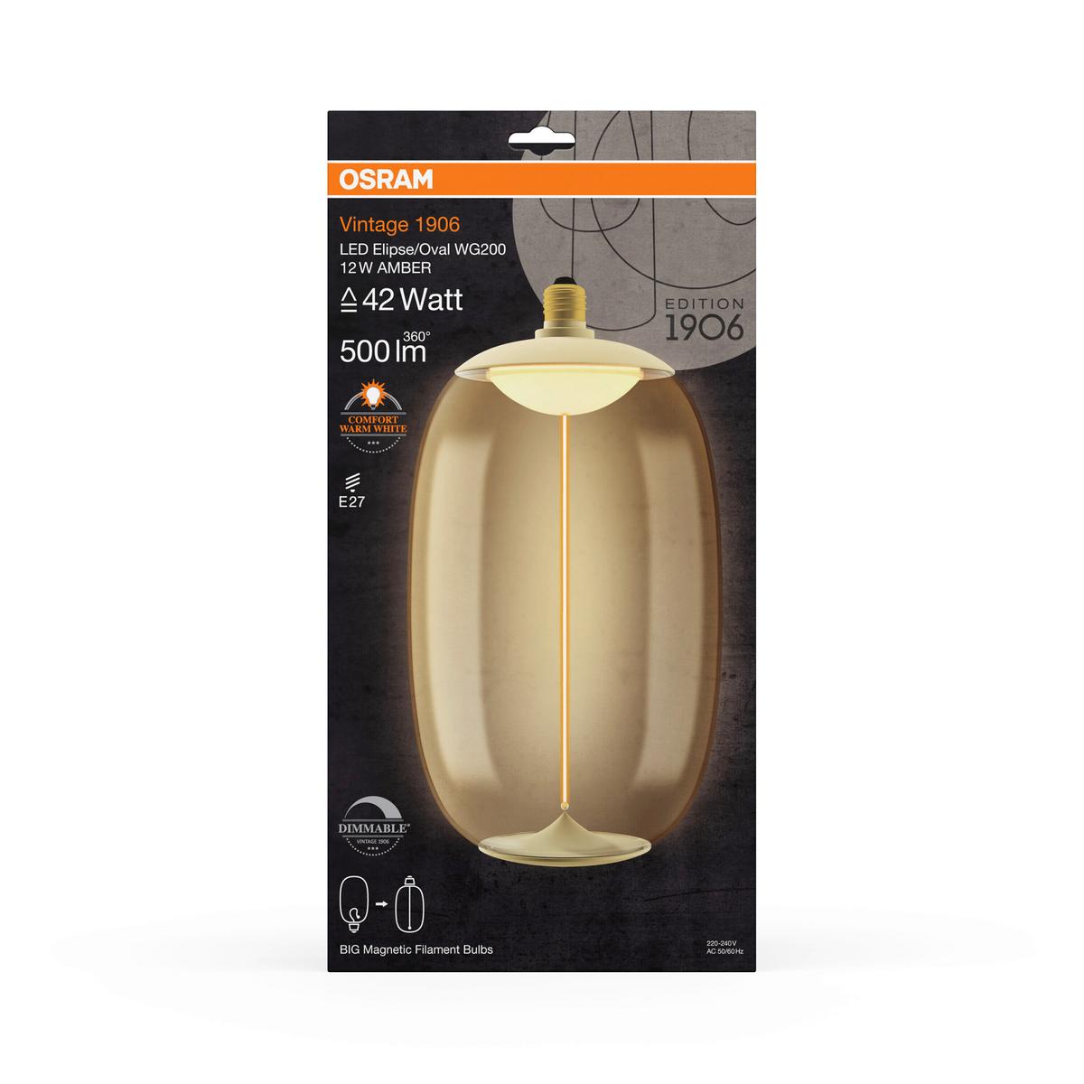 ŻARÓWKA LED 1906LBELPOVD 12W/818 AMMAGE27 - kolor bursztynowy, Konventionell, tworzywo sztuczne (20/37cm) - Osram