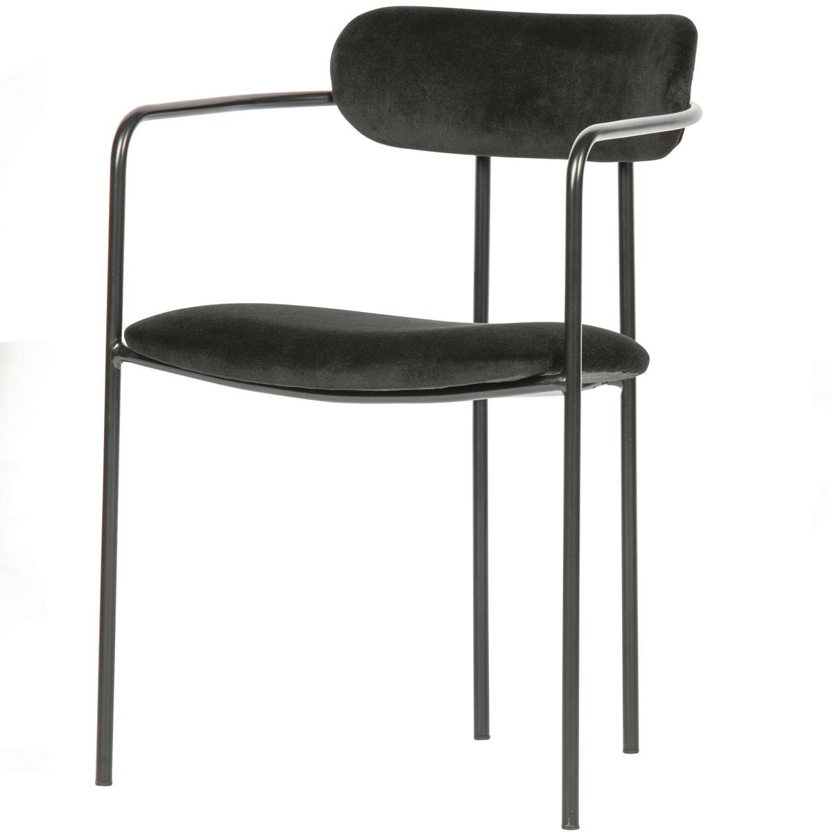 Armlehnstuhl-Set Ivy Schwarz B: 52cm - Schwarz, MODERN, Textil/Metall (52/74/50cm) - Livetastic