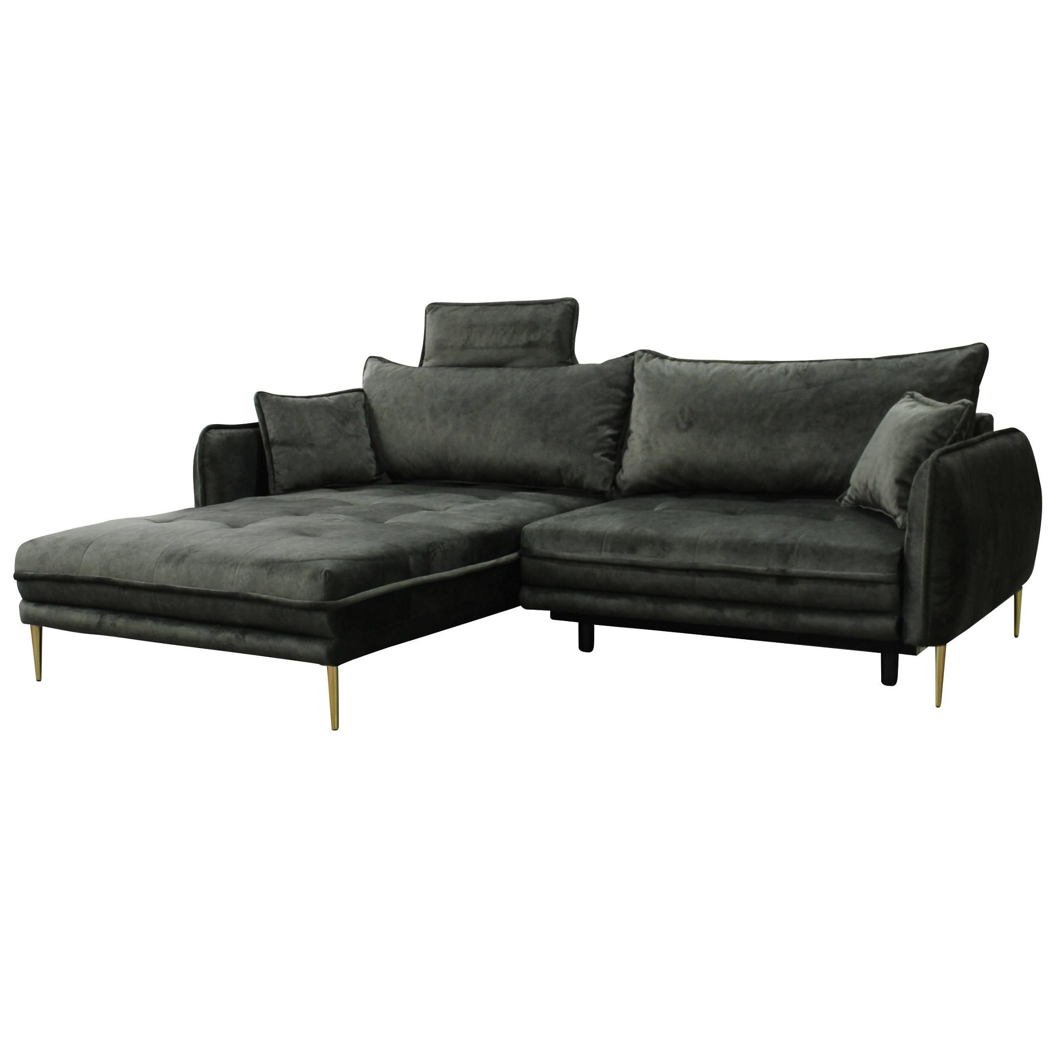 Sarokkanapé Whisper - sötétzöld, Modern, textil (194/90/260cm) - Mömax