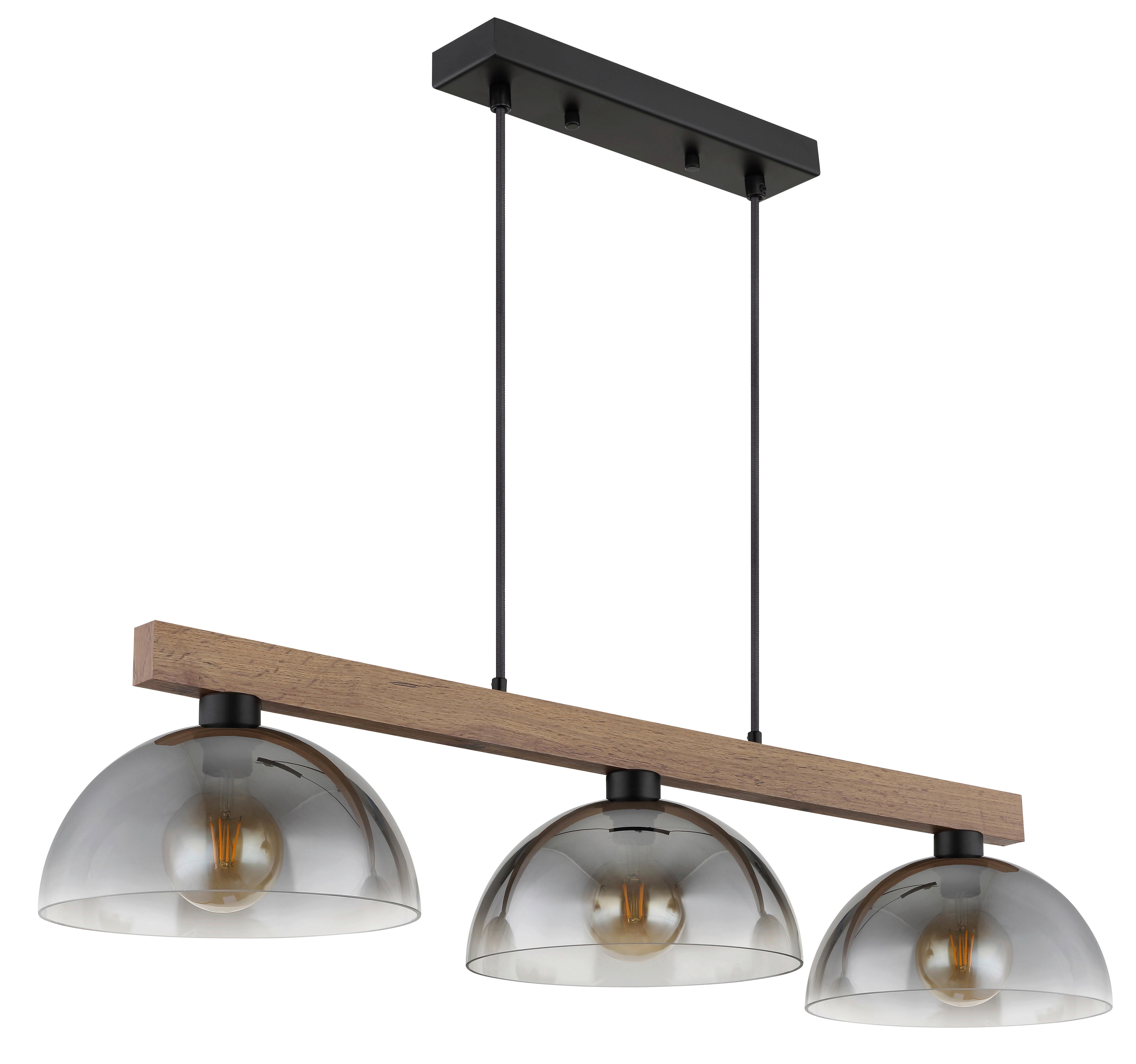 Hängeleuchte 30660346 Romy - Klar/Dunkelbraun, Design, Glas/Holz (114/30/120cm) - Globo