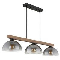 Hängeleuchte 30660346 Romy - Klar/Dunkelbraun, Design, Glas/Holz (114/30/120cm) - Globo